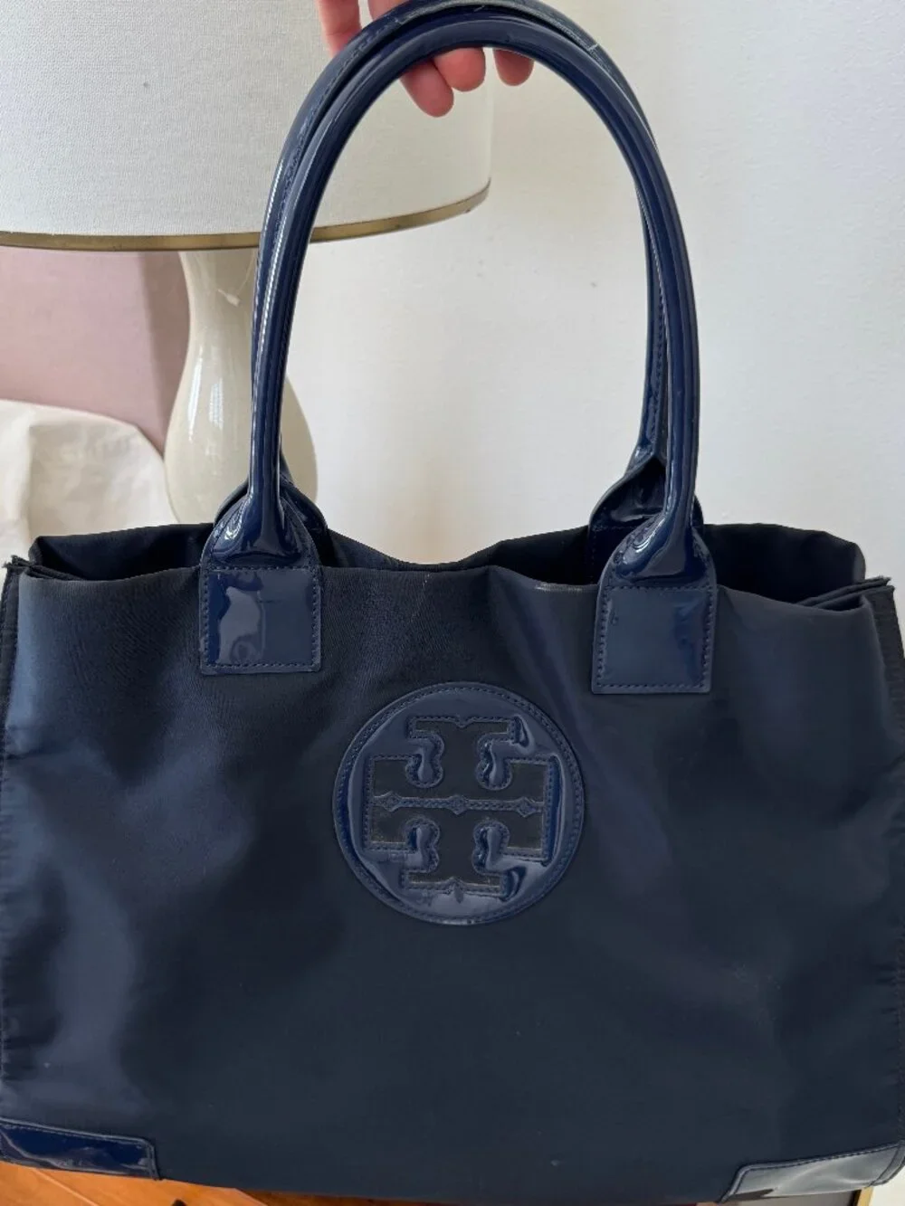 Tory Burch Ella Large Nylon Tote French Navy Work Travel Bag